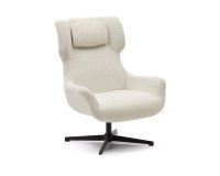 Zalina swivel armchair in white shearling and steel with black finish