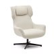 Zalina swivel armchair in white shearling and steel with black finish