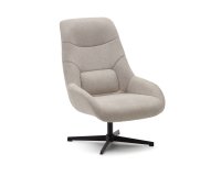 Butaca giratoria Celida de chenilla beige y acero con acabado negro