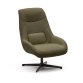 Celida swivel armchair in dark green shearling and steel with black finish