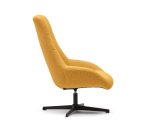 Celida swivel armchair in mustard shearling and steel with black finish