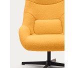 Celida swivel armchair in mustard shearling and steel with black finish