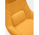 Celida swivel armchair in mustard shearling and steel with black finish