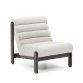 Magira armchair in white shearling and solid oak wood with a dark finish