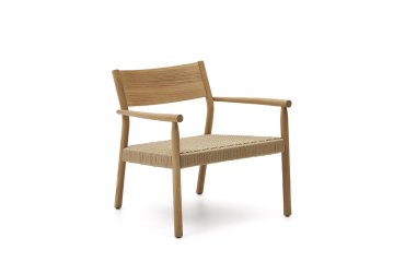 Butaca Yalia de madera maciza roble FSC 100% acabado natural y asiento de cuerda de papel