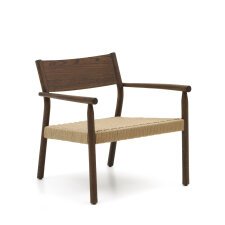 Fauteuil Yalia en bois de chêne FSC 100% finition noyer et siège en corde de papier