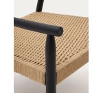 Butaca Yalia de madera maciza roble FSC 100% acabado negro y asiento de cuerda de papel