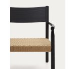 Butaca Yalia de madera maciza roble FSC 100% acabado negro y asiento de cuerda de papel
