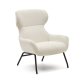 Fauteuil Belina en bouclette blanche et acier avec finition noire