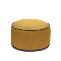 Pouf Viera jaune moutarde avec liseré bleu Ø 70 cm