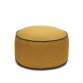 Viera pouffe in mustard with blue edges, Ø 70 cm