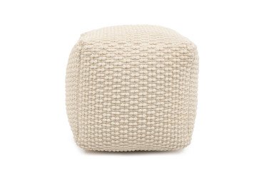 Pouf Mascarell en coton et polypropylène blanc 45 x 45 cm