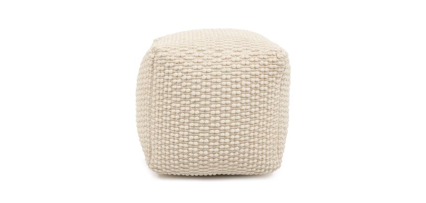 Mascarell pouffe, cotton and polypropylene in white, 45 x 45 cm