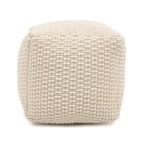 Mascarell pouffe, cotton and polypropylene in white, 45 x 45 cm