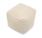 Mascarell pouffe, cotton and polypropylene in white, 45 x 45 cm