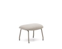 Reposapiés Belina de chenilla beige con reposapiés y acero con acabado blanco