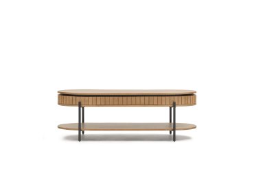 DE_Table basse Licia 1 tiroir en bois massif de manguier et métal peint en noir 130 x 65 cm