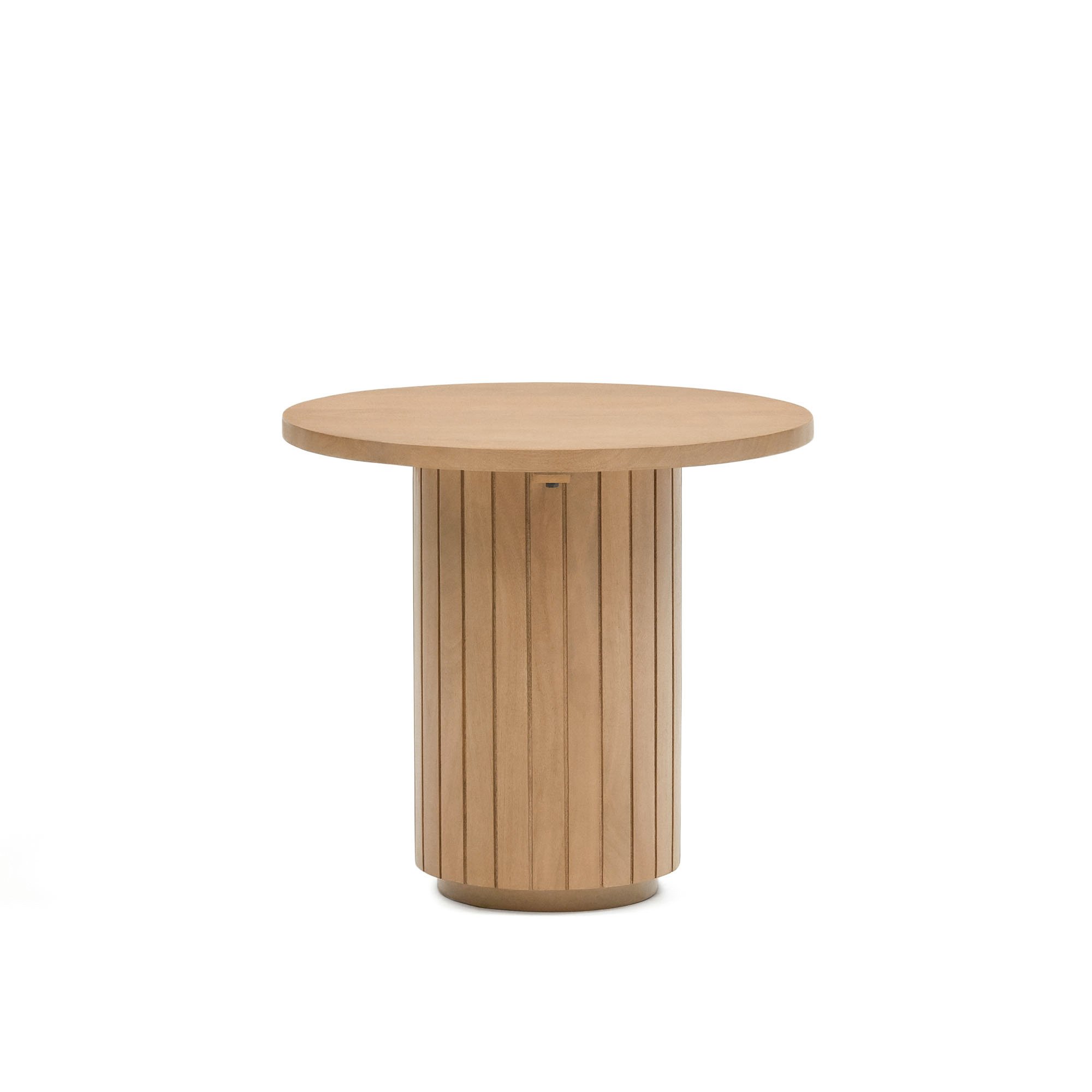 Mesa auxiliar redonda Licia de madera maciza de mango Ø 60 cm