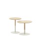 Watse set of 2 side tables in oak wood veneer and matte white metal, Ø 40 cm/Ø 48 cm