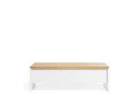 Mesa de centro elevable Abilen de chapa de roble y lacado blanco 110 x 60 cm FSC 100%