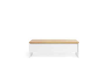 Mesa de centro elevable Abilen de chapa de roble y lacado blanco 110 x 60 cm FSC 100%