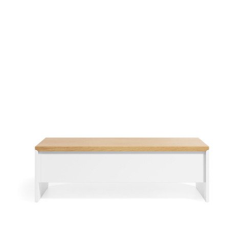 Mesa de centro elevable Abilen de chapa de roble y lacado blanco 110 x 60 cm FSC 100%