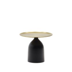 DE_Table d'appoint ronde Liuva en métal doré avec finition noir mat Ø 52 cm