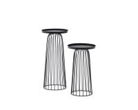 Set Dilva de 2 mesas auxiliares de metal con acabado pintado negro mate Ø 36 cm