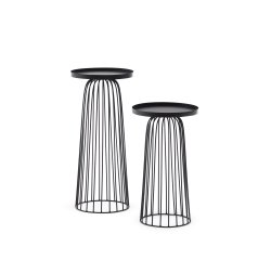 Set Dilva de 2 mesas auxiliares de metal con acabado pintado negro mate Ø 36 cm