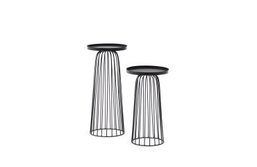 Set Dilva de 2 mesas auxiliares de metal con acabado pintado negro mate Ø 36 cm