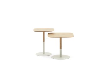 Set Watse de 2 mesas auxiliares chapa de roble y metal pintado blanco mate