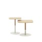 Watse set of 2 side tables in oak wood veneer and matte white metal,