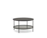 Mesa de centro Gilda de cristal templado y metal con acabado pintado negro mate Ø 80 cm