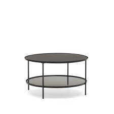 Gilda tempered glass and metal coffee table with a matte black finish, Ø 80 cm