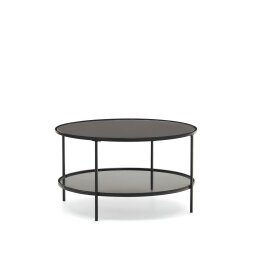 Gilda tempered glass and metal coffee table with a matte black finish, Ø 80 cm