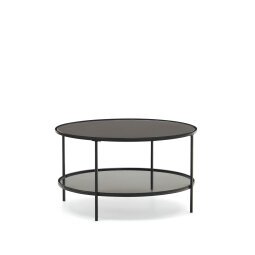 Table basse Gilda en verre trempé et métal avec finition peinture noir mat Ø 80 cm