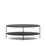 DE_Table basse Fideia verre trempé et métal finition peinture noir mat Ø 110 x 65 cm