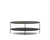 Mesa de centro Fideia cristal templado y metal acabado pintado negro mate Ø 110 x 65 cm