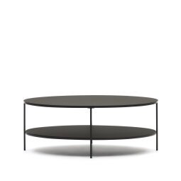Fideia tempered glass and metal coffee table with a matte black finish, Ø 110 x 65 cm