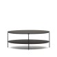 Fideia tempered glass and metal coffee table with a matte black finish, Ø 110 x 65 cm