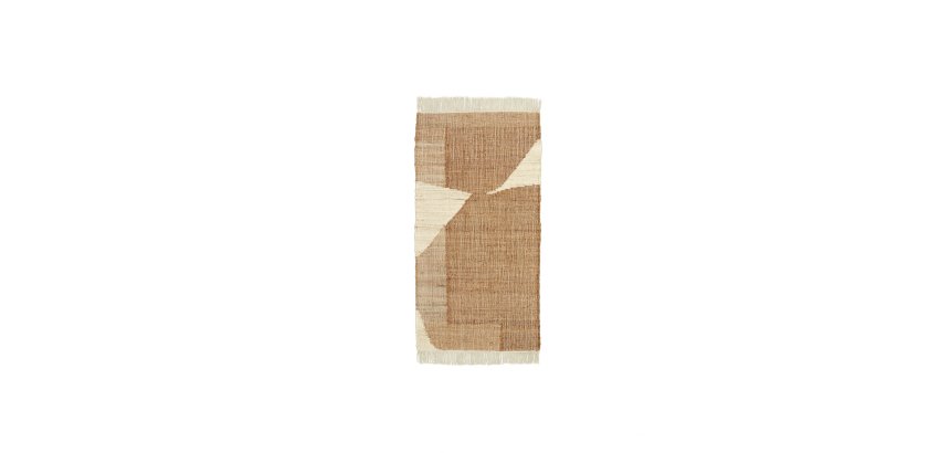 Tapis Cabanes en jute et coton naturel et marron 70 x 140 cm