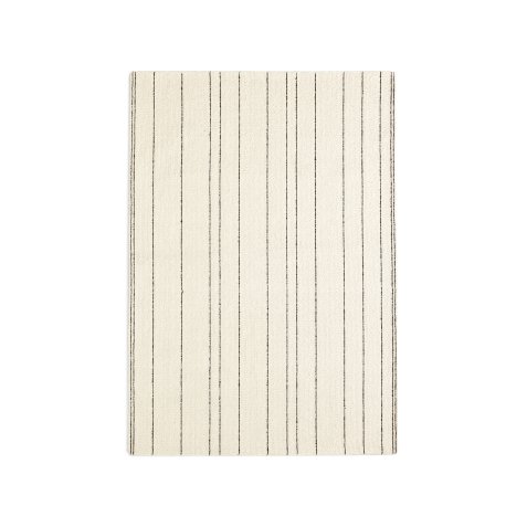 Alfombra Micol de lana beige y rayas negro 160 x 230 cm