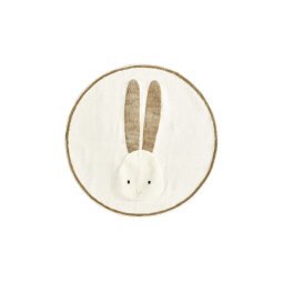 Yanil round beige cotton rabbit rug, Ø 100 cm