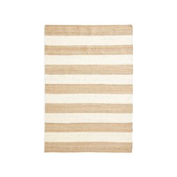 Tapis Rovira à rayures naturel et blanc en jute et coton 160 x 230 cm