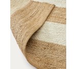 Alfombra Rovira con rayas natural y blanco de yute y algodón 160 x 230 cm