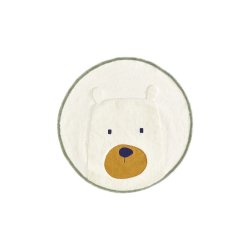 Zelda round white cotton bear rug, Ø 100 cm