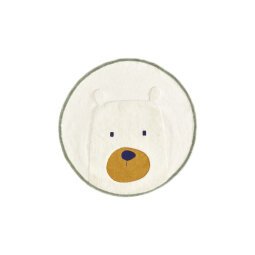 Zelda round white cotton bear rug, Ø 100 cm