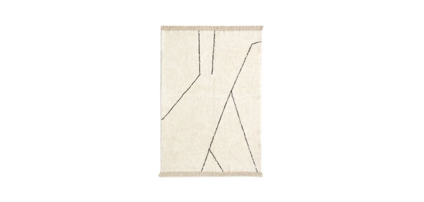 Alfombra Mijas de algodón blanco y negro 160 x 230 cm