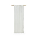 Adra curtain in white striped linen and cotton with embroidery 140 x 270 cm