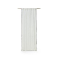 Adra curtain in white striped linen and cotton with embroidery 140 x 270 cm